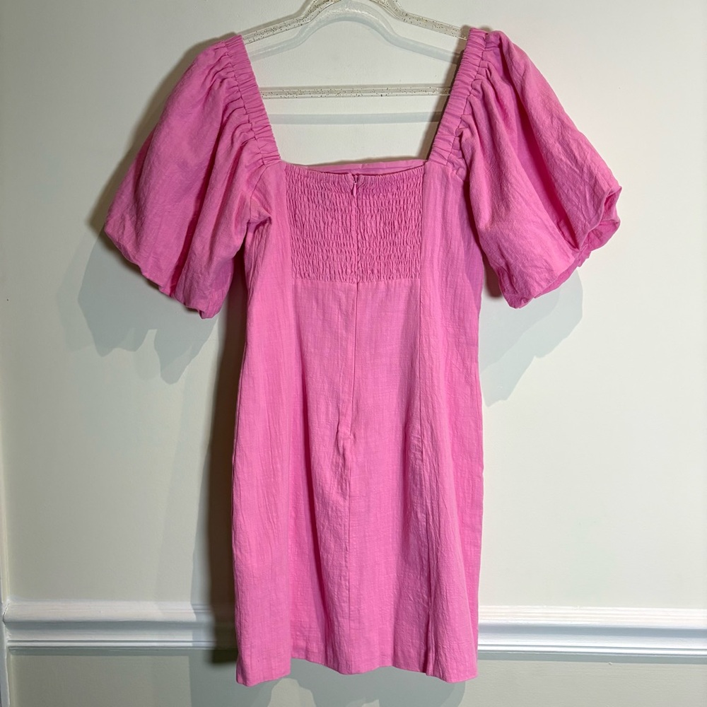 SNDYS x Revolve NWT Cotton Tuscany Linen Dress in Bubblegum Pink Size Medium - Picture 6 of 11